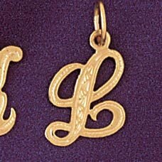 Initial L Pendant Necklace Charm Bracelet in Yellow, White or Rose Gold 9565l
