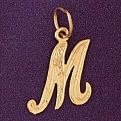 Initial M Pendant Necklace Charm Bracelet in Yellow, White or Rose Gold 9565m