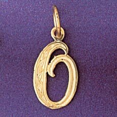 Initial O Pendant Necklace Charm Bracelet in Yellow, White or Rose Gold 9565o