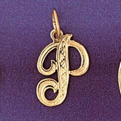 Dazzlers Jewelry Initial P Pendant Necklace Charm Bracelet in Yellow, White or Rose Gold 9565p, MPN…