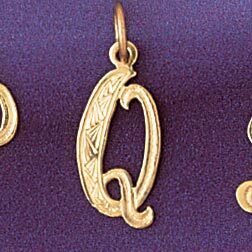 Dazzlers Jewelry Initial Q Pendant Necklace Charm Bracelet in Yellow, White or Rose Gold 9565q, MPN…