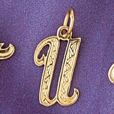 Initial U Pendant Necklace Charm Bracelet in Yellow, White or Rose Gold 9565u