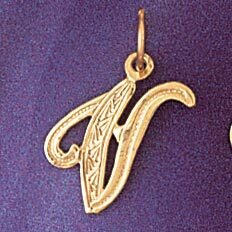 Dazzlers Jewelry Initial V Pendant Necklace Charm Bracelet in Yellow, White or Rose Gold 9565v, MPN…