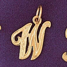 Initial W Pendant Necklace Charm Bracelet in Yellow, White or Rose Gold 9565w