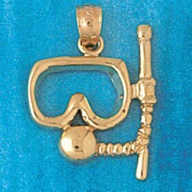 Scuba Diving Diver Mask Pendant Necklace Charm Bracelet in Yellow, White or Rose Gold 1389