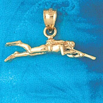 Scuba Diving Diver Pendant Necklace Charm Bracelet in Yellow, White or Rose Gold 1400