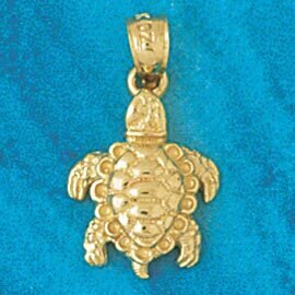 Turtle Pendant Necklace Charm Bracelet in Yellow, White or Rose Gold 1426
