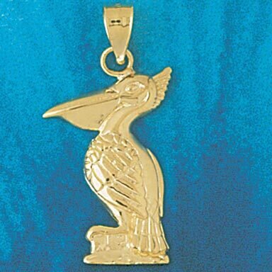 Pelican Bird Pendant Necklace Charm Bracelet in Yellow, White or Rose Gold 1427