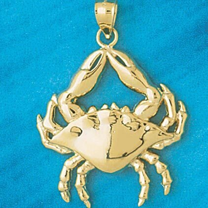 Crab Pendant Necklace Charm Bracelet in Yellow, White or Rose Gold 1438