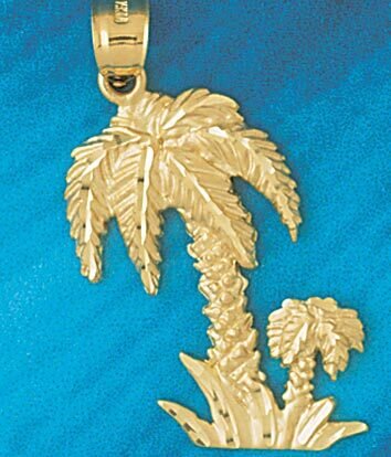 Palm Tree Pendant Necklace Charm Bracelet in Yellow, White or Rose Gold 1439