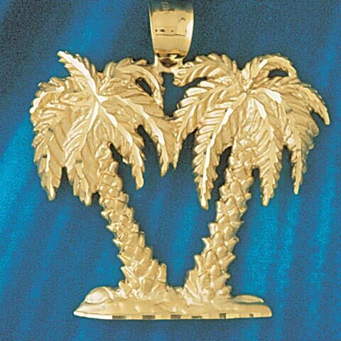 Palm Tree Pendant Necklace Charm Bracelet in Yellow, White or Rose Gold 1441