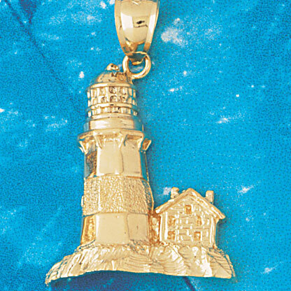 Lighthouse Pendant Necklace Charm Bracelet in Yellow, White or Rose Gold 1444