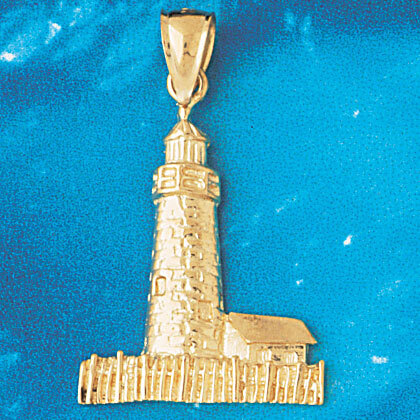 Lighthouse Pemaquid Pt. Maine Pendant Necklace Charm Bracelet in Yellow, White or Rose Gold 1449