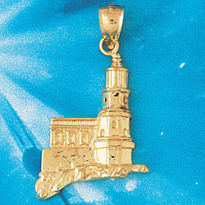 Lighthouse Split Rock Pendant Necklace Charm Bracelet in Yellow, White or Rose Gold 1451
