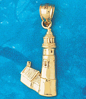 Lighthouse Heceta Head Oregan Pendant Necklace Charm Bracelet in Yellow, White or Rose Gold 1455