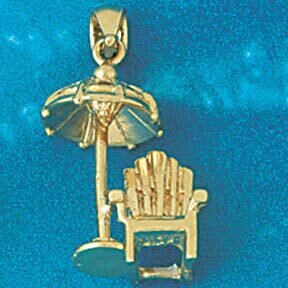 Dazzlers Jewelry Beach Chair Pendant Necklace Charm Bracelet in Yellow, White or Rose Gold 1474, MP…