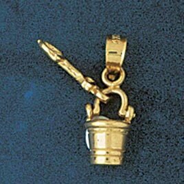 Dazzlers Jewelry Beach Bucket and Shovel Pendant Necklace Charm Bracelet in Yellow, White or Rose G…