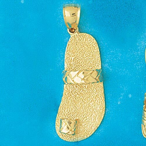 Sandal Flip Flop Pendant Necklace Charm Bracelet in Yellow, White or Rose Gold 1488