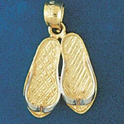 Two Tone White Sandal Flip Flop Pendant Necklace Charm Bracelet in Yellow, White or Rose Gold 1505