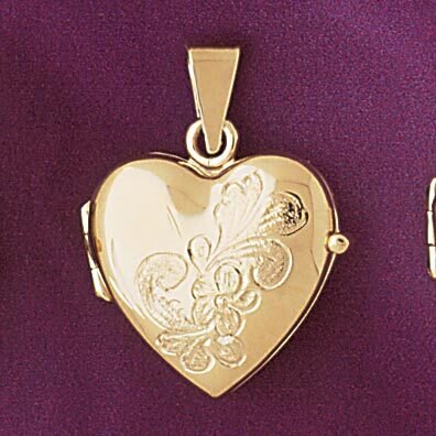 Heart Locket Pendant Necklace Charm Bracelet in Yellow, White or Rose Gold 4159