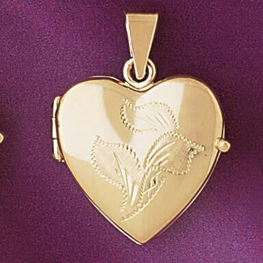 Heart Locket Pendant Necklace Charm Bracelet in Yellow, White or Rose Gold 4160