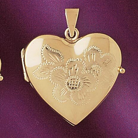 Heart Locket Pendant Necklace Charm Bracelet in Yellow, White or Rose Gold 4162