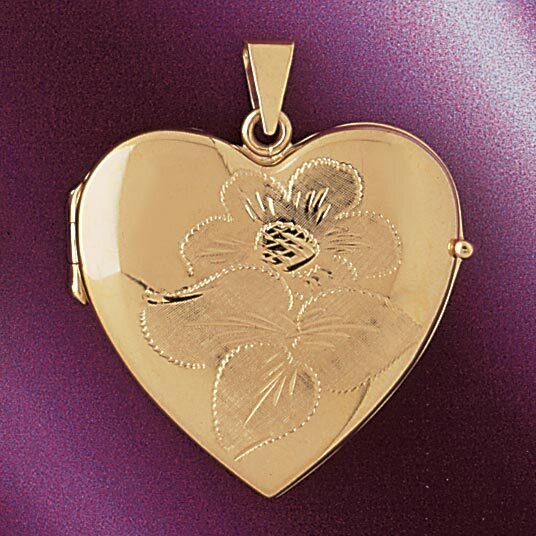 Heart Locket Pendant Necklace Charm Bracelet in Yellow, White or Rose Gold 4163