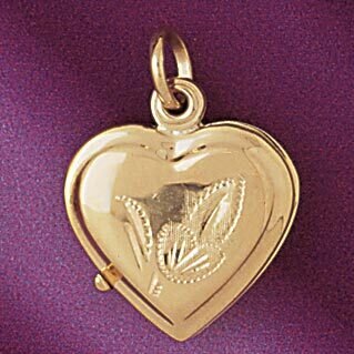 Heart Locket Pendant Necklace Charm Bracelet in Yellow, White or Rose Gold 4168