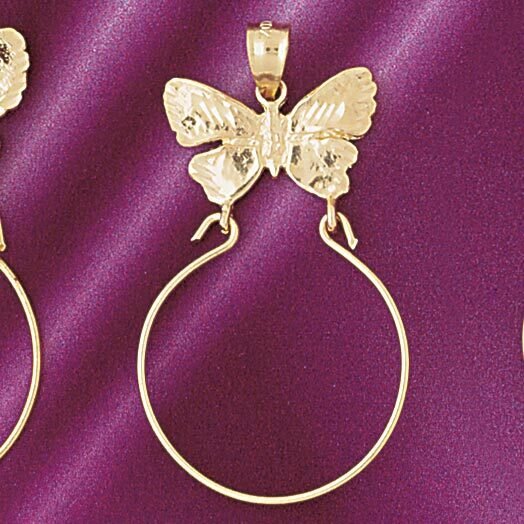 Butterfly Holder Pendant Necklace Charm Bracelet in Yellow, White or Rose Gold 4232