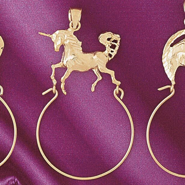 Horse Holder Pendant Necklace Charm Bracelet in Yellow, White or Rose Gold 4247