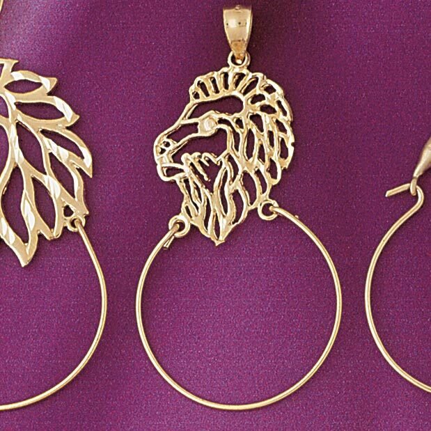 Lion Holder Pendant Necklace Charm Bracelet in Yellow, White or Rose Gold 4250