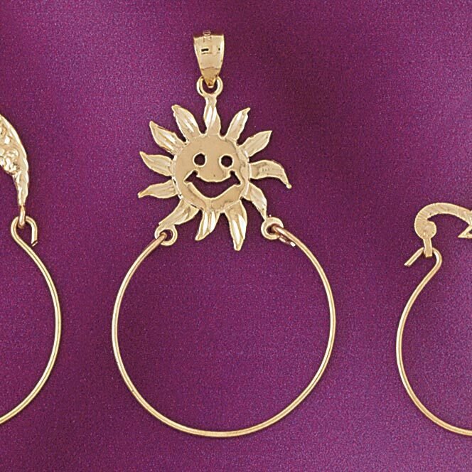 Sun Holder Pendant Necklace Charm Bracelet in Yellow, White or Rose Gold 4259