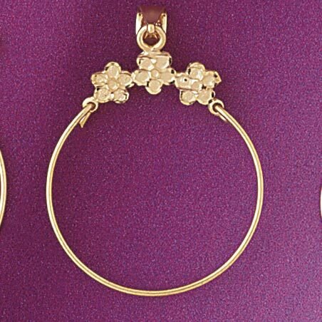 Rose Flower Holder Pendant Necklace Charm Bracelet in Yellow, White or Rose Gold 4264