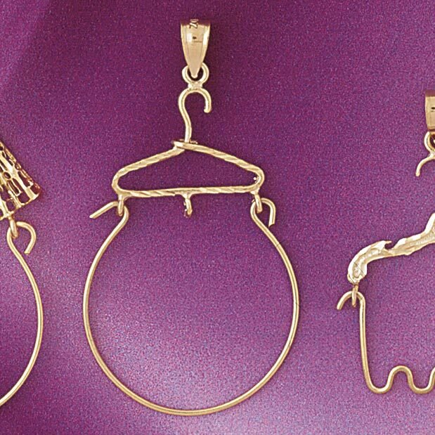 Hanger Holder Pendant Necklace Charm Bracelet in Yellow, White or Rose Gold 4269