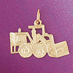 Tractor Pendant Necklace Charm Bracelet in Yellow, White or Rose Gold 4299