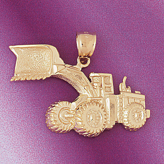 Tractor Pendant Necklace Charm Bracelet in Yellow, White or Rose Gold 4301