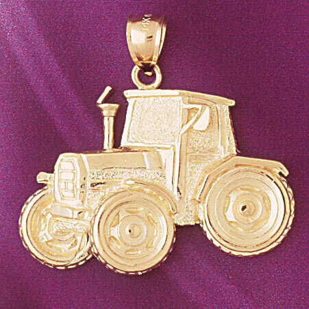 Tractor Pendant Necklace Charm Bracelet in Yellow, White or Rose Gold 4307