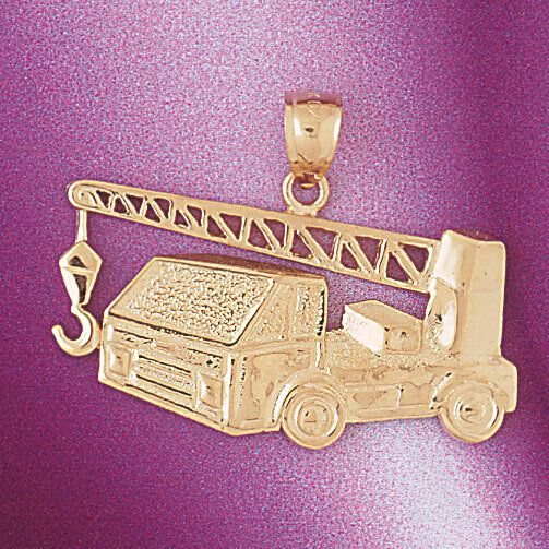 Towing Truck Pendant Necklace Charm Bracelet in Yellow, White or Rose Gold 4311
