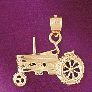 Tractor Pendant Necklace Charm Bracelet in Yellow, White or Rose Gold 4314