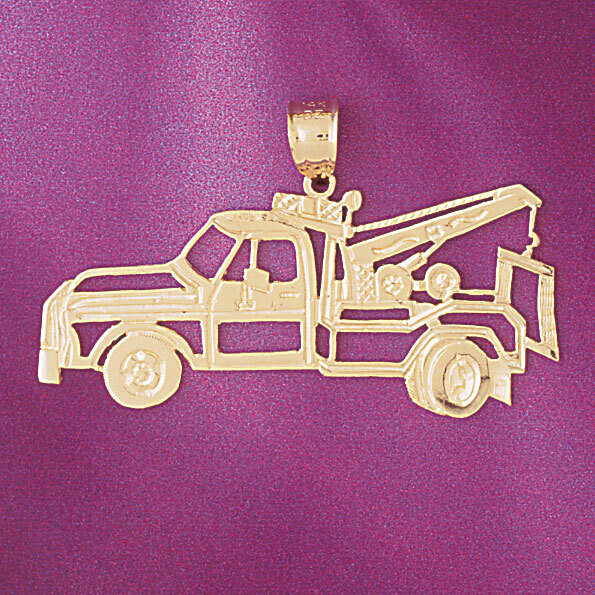 Towing Truck Pendant Necklace Charm Bracelet in Yellow, White or Rose Gold 4317