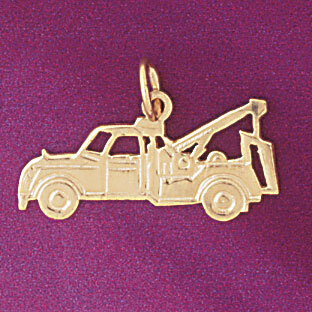 Towing Truck Pendant Necklace Charm Bracelet in Yellow, White or Rose Gold 4318