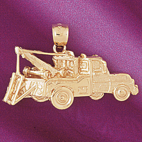 Towing Truck Pendant Necklace Charm Bracelet in Yellow, White or Rose Gold 4319