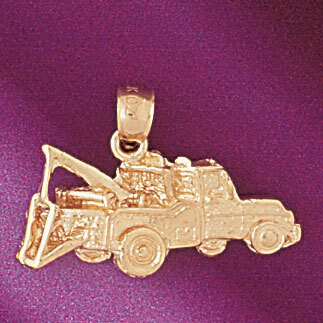 Towing Truck Pendant Necklace Charm Bracelet in Yellow, White or Rose Gold 4320