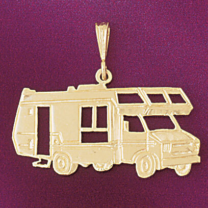 Caravan Rv Pendant Necklace Charm Bracelet in Yellow, White or Rose Gold 4358