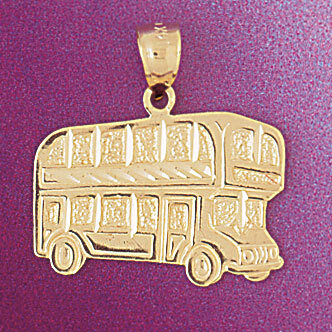 Double Decker English Enclosed Bus Pendant Necklace Charm Bracelet in Yellow, White or Rose Gold 4359