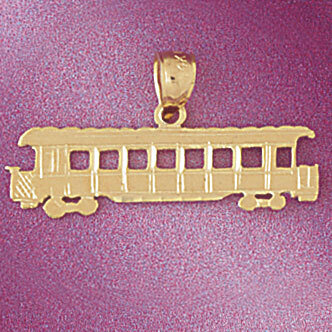 Locomotive Train Pendant Necklace Charm Bracelet in Yellow, White or Rose Gold 4386