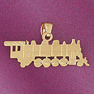 Locomotive Train Pendant Necklace Charm Bracelet in Yellow, White or Rose Gold 4387