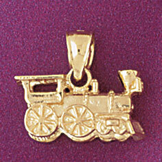 Locomotive Train Pendant Necklace Charm Bracelet in Yellow, White or Rose Gold 4389