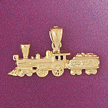 Locomotive Train Pendant Necklace Charm Bracelet in Yellow, White or Rose Gold 4392