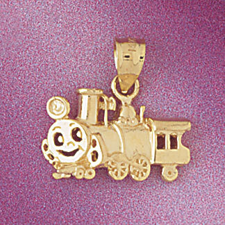 Locomotive Train Pendant Necklace Charm Bracelet in Yellow, White or Rose Gold 4393